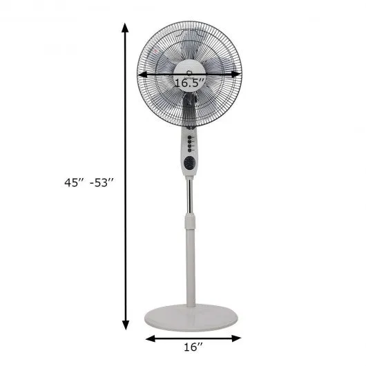 15" 5 Blades 3 Mode Height Adjustable Remote Control Pedestal Fan