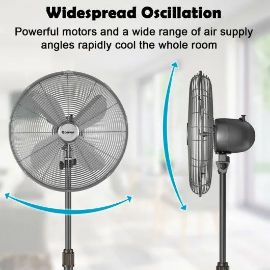 16" Metal Adjustable Oscillating Pedestal Fan-Black