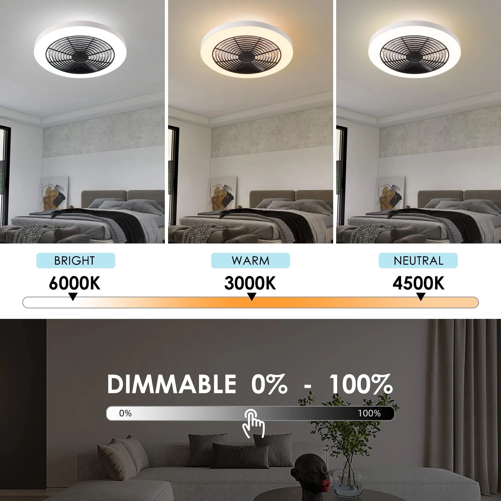 19.7" Orison Bladeless Ceiling Fan with Lights with Alexa/Google Assistant/APP Control