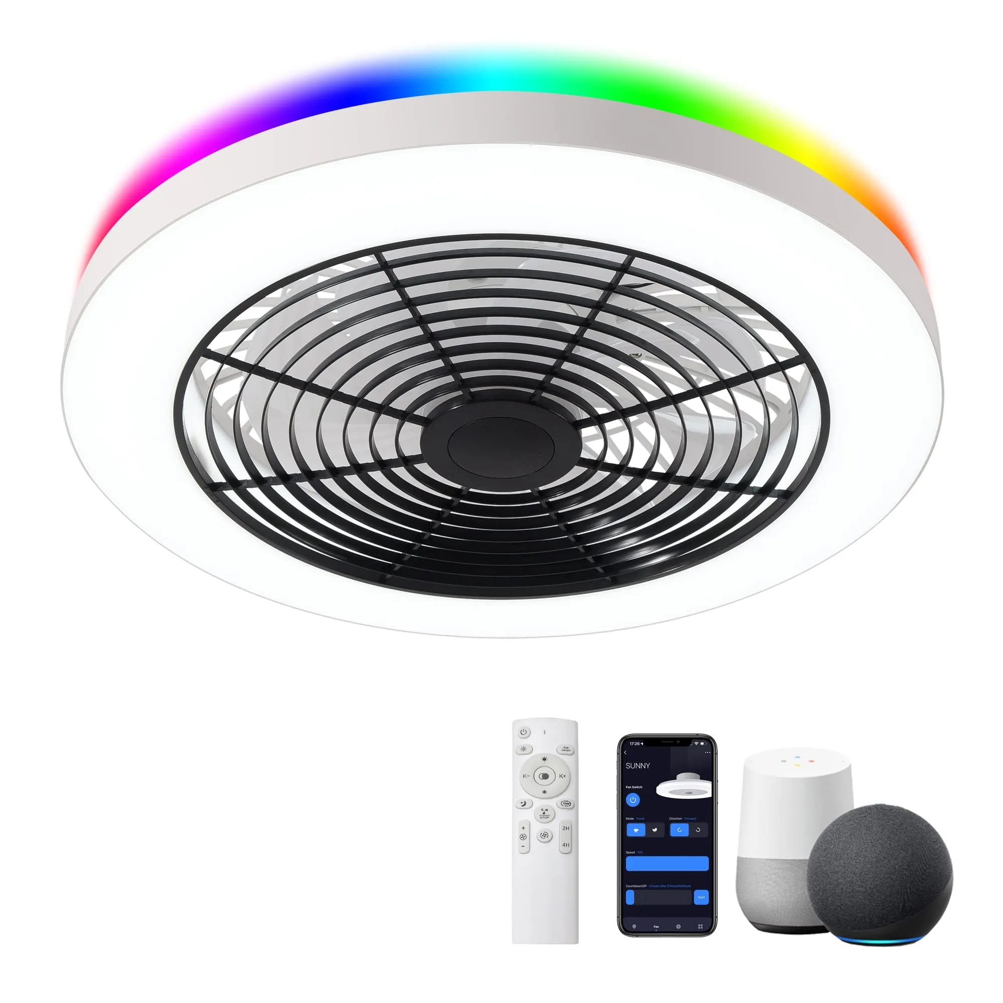 19.7" Orison Bladeless Ceiling Fan with Lights with Alexa/Google Assistant/APP Control