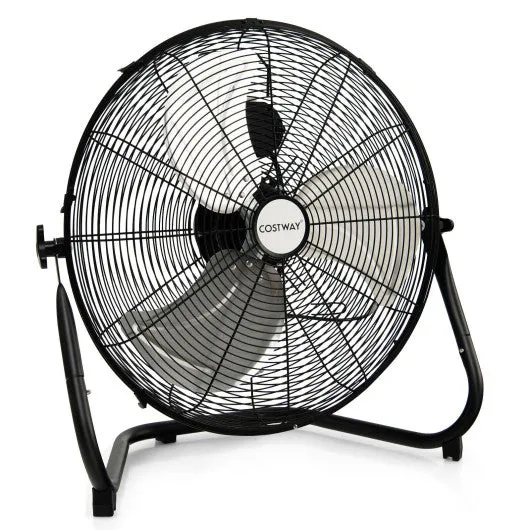 20 Inch High Velocity Floor Fan with 3 Wind Speeds-Black