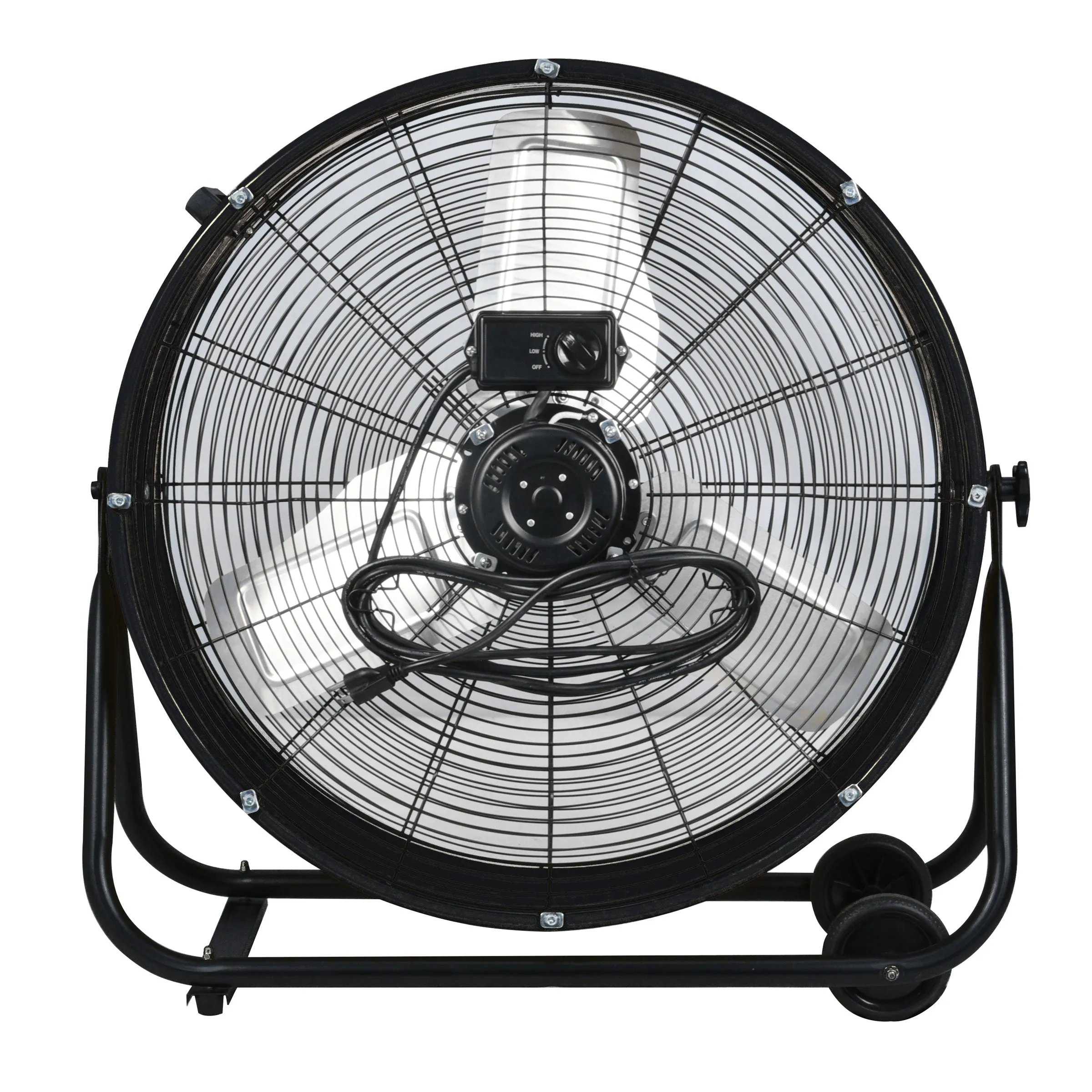 24" High-Velocity Direct Drive Drum Fan with Industrial-Grade Aluminum Blades and Durable Powder Coated Finish