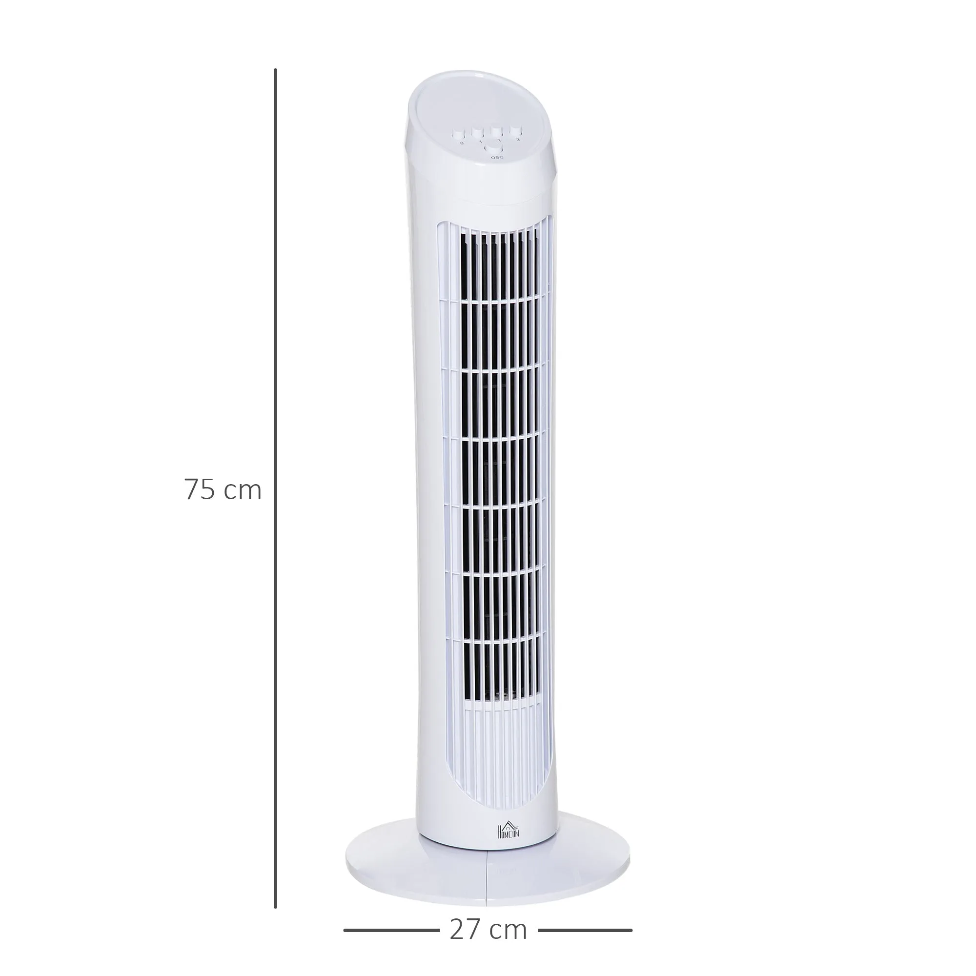 30" Oscillating Tower Fan 3 Speed Mode Ultra Slim Indoor Air Refresher Cooling Machine Noise Reduction - White