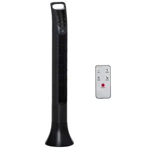 36'' Freestanding Tower Fan, 3 Speed 3 Mode, 7.5h Timer, 70 Degree Oscillation, LED Panel, 5M Remote Controller, Black