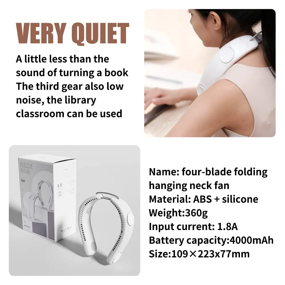 4-Turbo Bladeless Neck Fan, 4000mAh, Adjustable, LIFEBEA