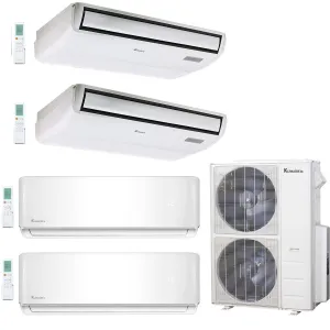 4-Zone Klimaire 21.1 SEER2 Multi Split Wall Mount Floor-ceiling Air Conditioner Heat Pump System 12 12 18 18