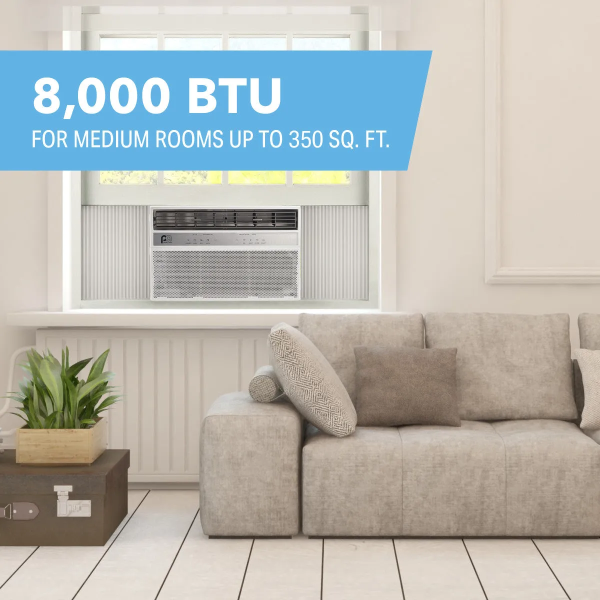 8,000 BTU High-Efficiency Window Air Conditioner with Wireless Smart Controls