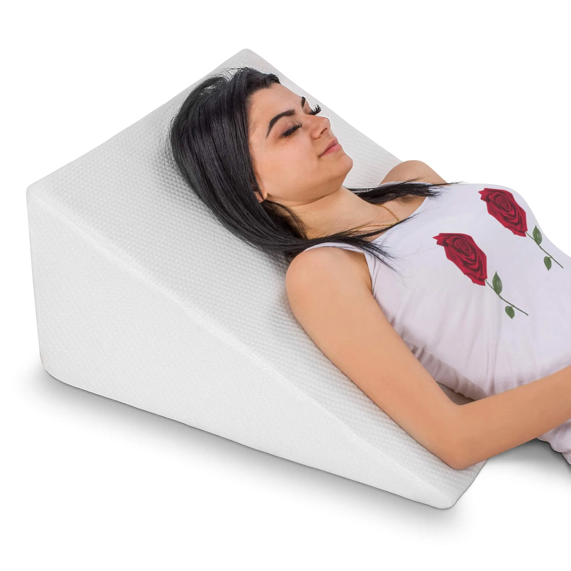 Abco Bed Wedge Pillow For Sleeping - Memory Foam Top - Reduce Neck & Back Pain,