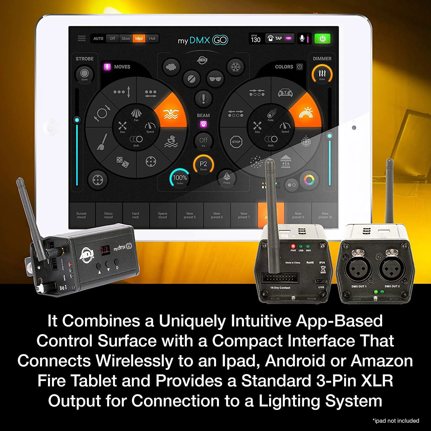 ADJ MYDMX GO Lighting Controller/DMX Lighting Control App for iPad or Android