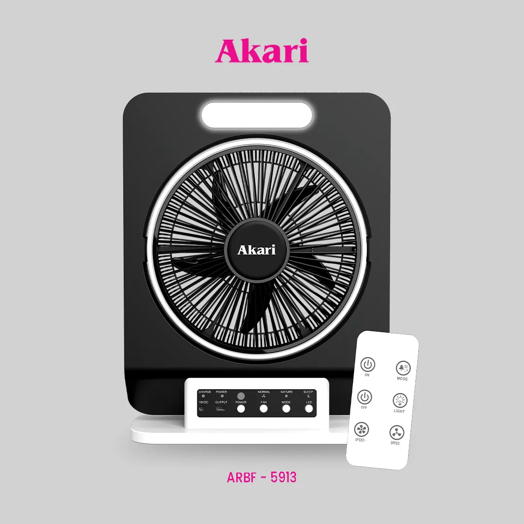 Akari 12 Rechargeable Jumbo Box Fan w/ LED Light (ARBF-5913)