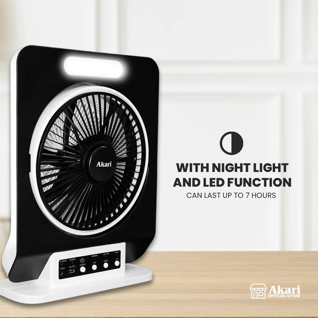 Akari 12 Rechargeable Jumbo Box Fan w/ LED Light (ARBF-5913)