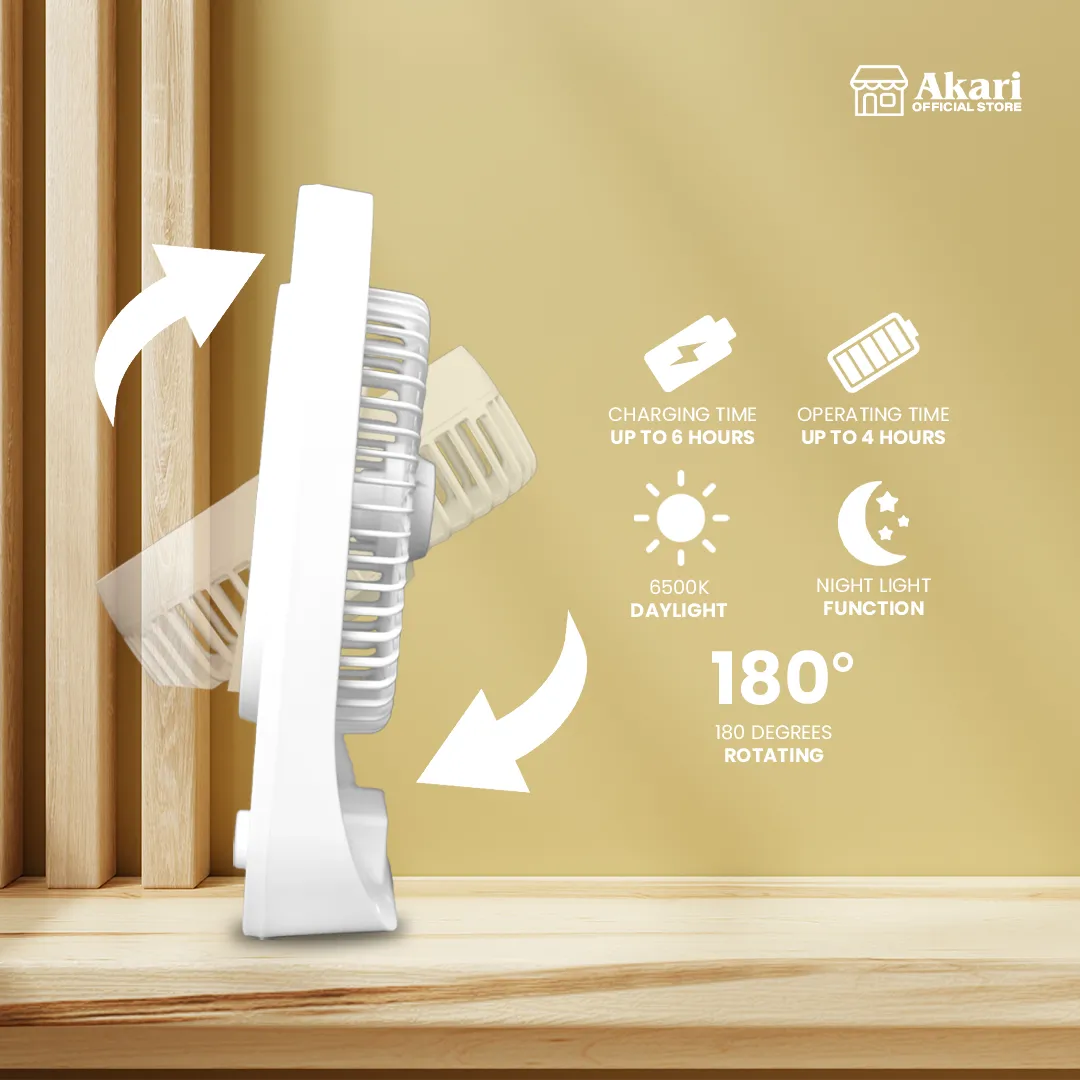 Akari 12 Rechargeable Mist Fan with Fragrance (ARMF-12F)   Akari 8 Rechargeable Square Fan with LED  (ARF-8018)