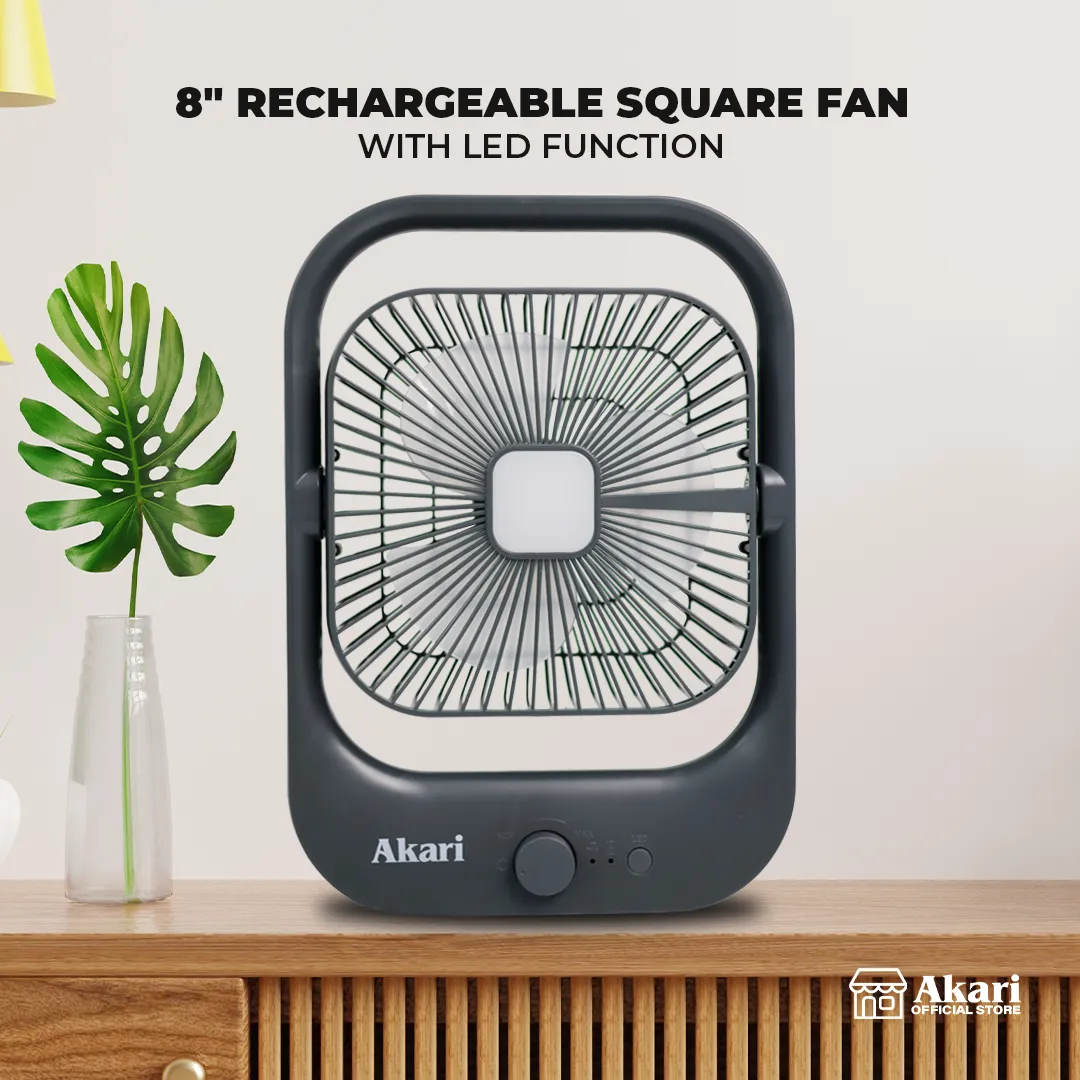 Akari 12 Rechargeable Mist Fan with Fragrance (ARMF-12F)   Akari 8 Rechargeable Square Fan with LED  (ARF-8018)