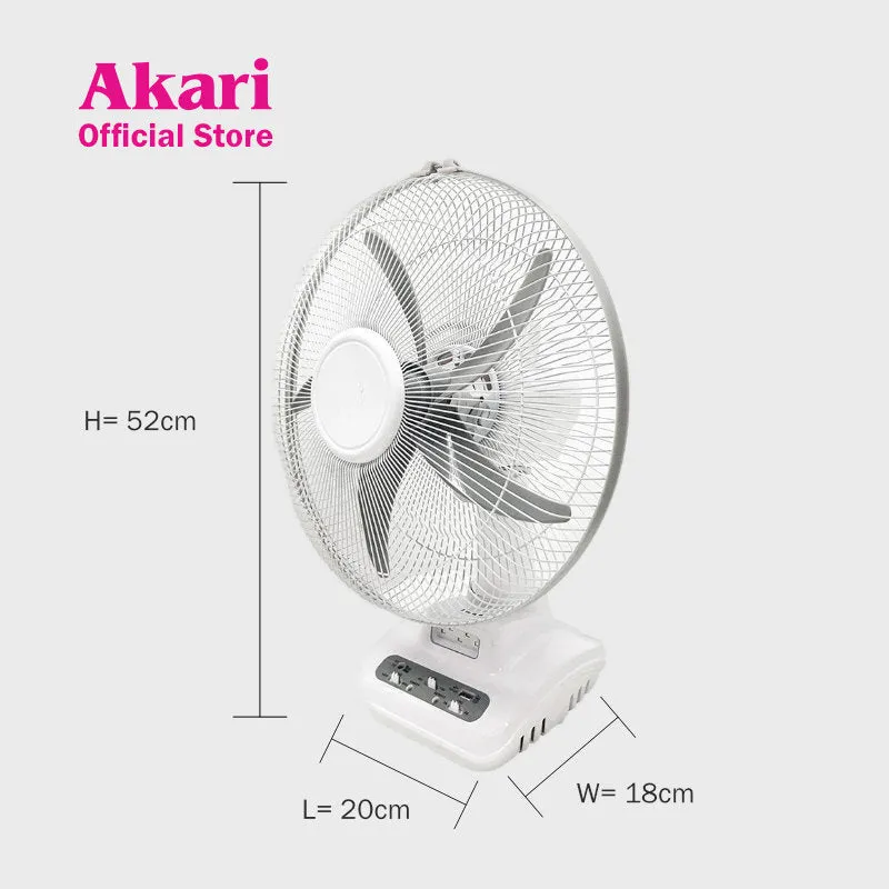 Akari 14 Rechargeable Oscillating Fan with LED Night Light (ARF-5314F)