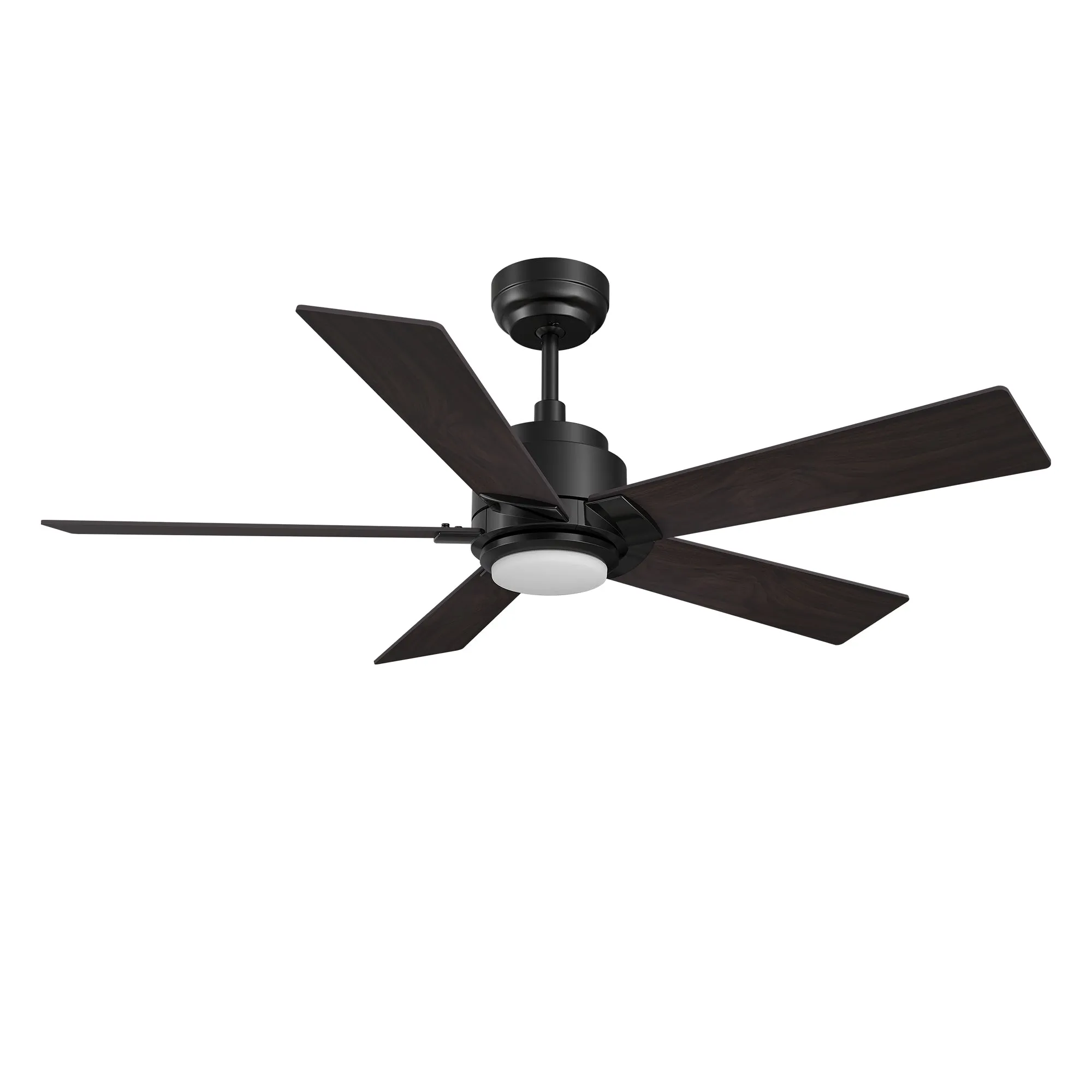 ASCENDER 48 inch 5-Blade Smart Ceiling Fan with LED Light & Remote Control - Black/Walnut & Barnwood (Reversible Blades)