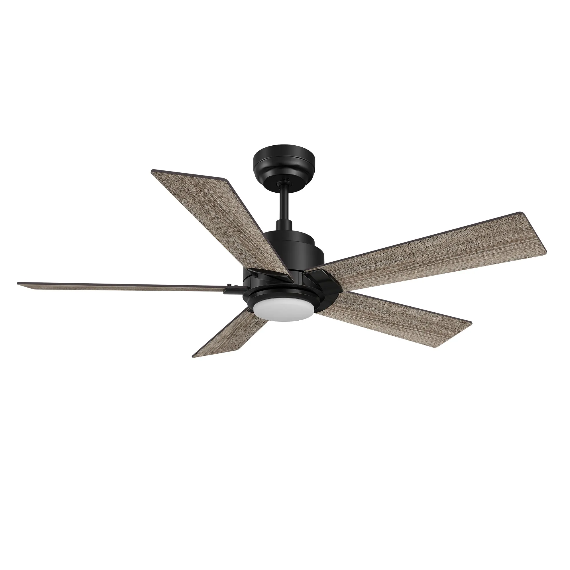 ASCENDER 48 inch 5-Blade Smart Ceiling Fan with LED Light & Remote Control - Black/Walnut & Barnwood (Reversible Blades)