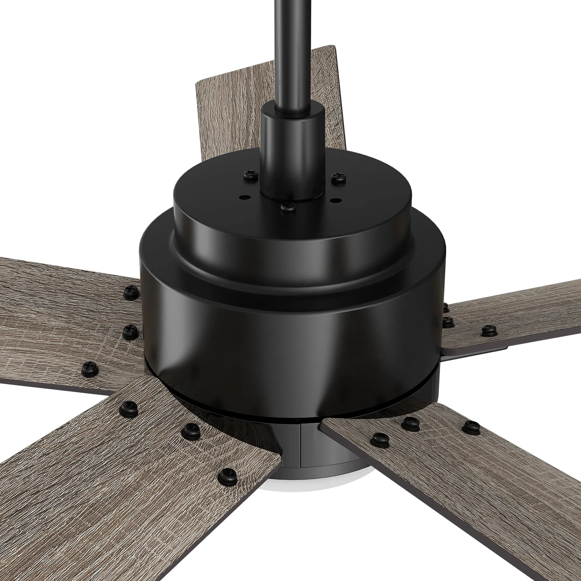 ASCENDER 48 inch 5-Blade Smart Ceiling Fan with LED Light & Remote Control - Black/Walnut & Barnwood (Reversible Blades)