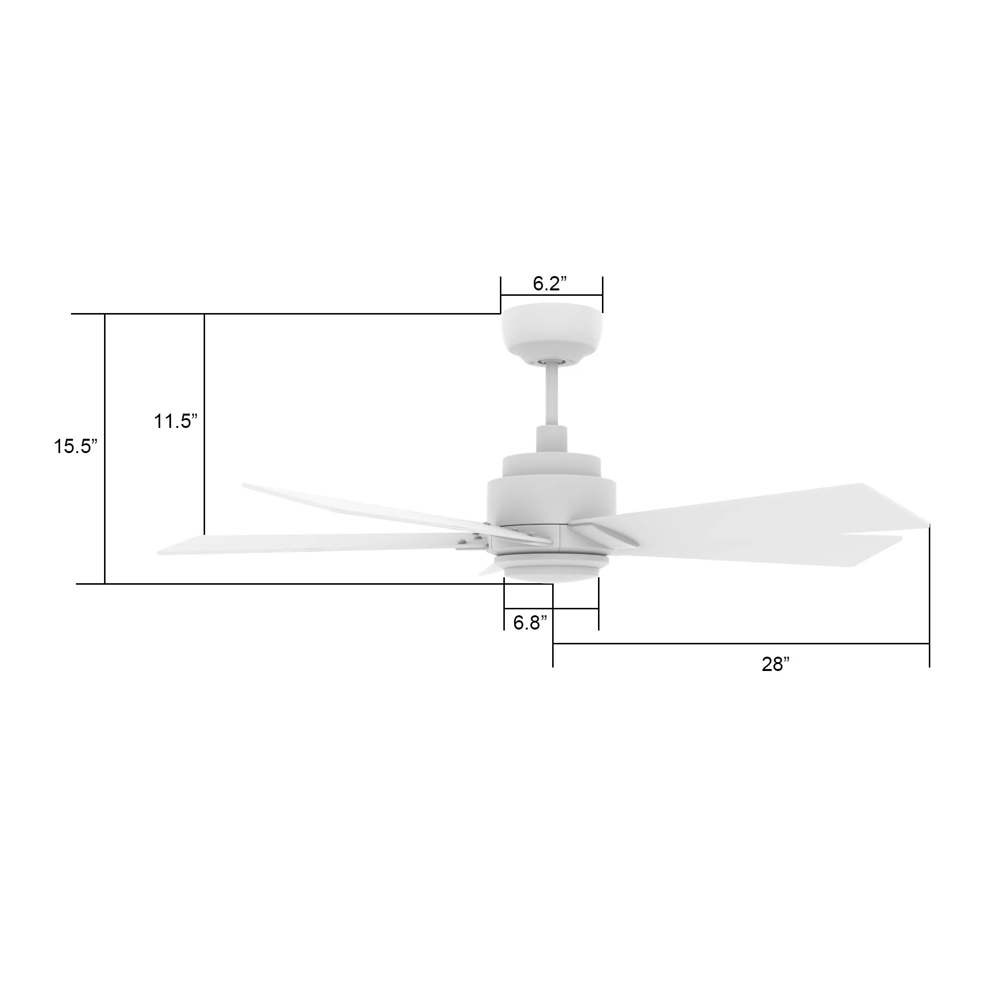 ASCENDER 56 inch 5-Blade Smart Ceiling Fan with LED Light & Remote Control - White/White