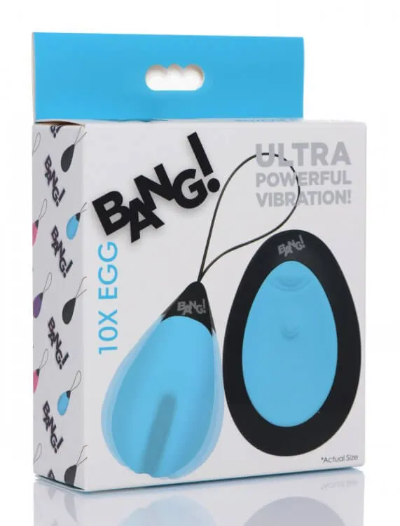 Bang! 10X Vibrating Silicone Egg with Remote Blue