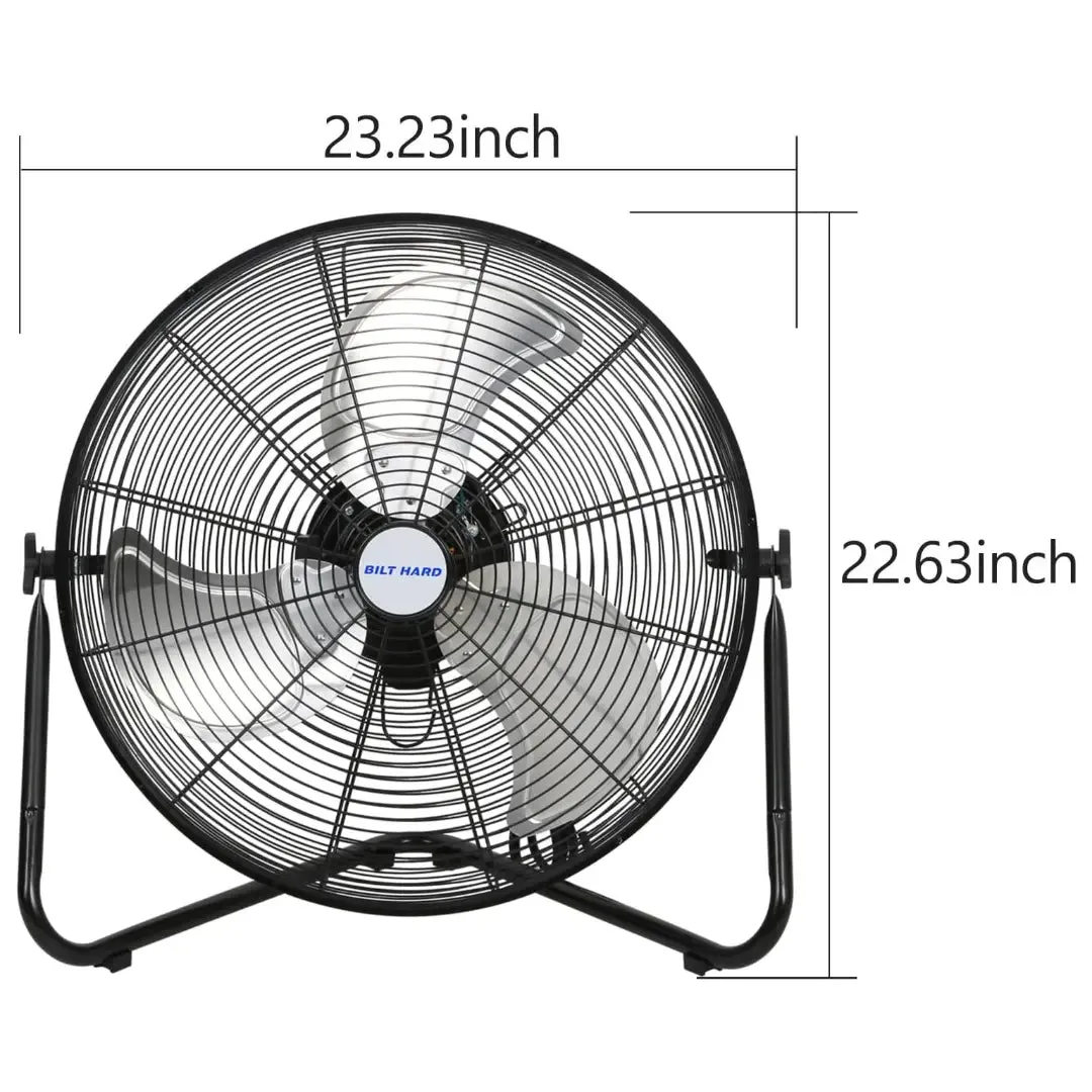 BILT HARD 20" High Velocity Floor Fan, 4600 CFM 3-Speed Industrial Shop Fan with Wall-Mounting System, Heavy Duty Metal Fan for Garage Workshop and Warehouse