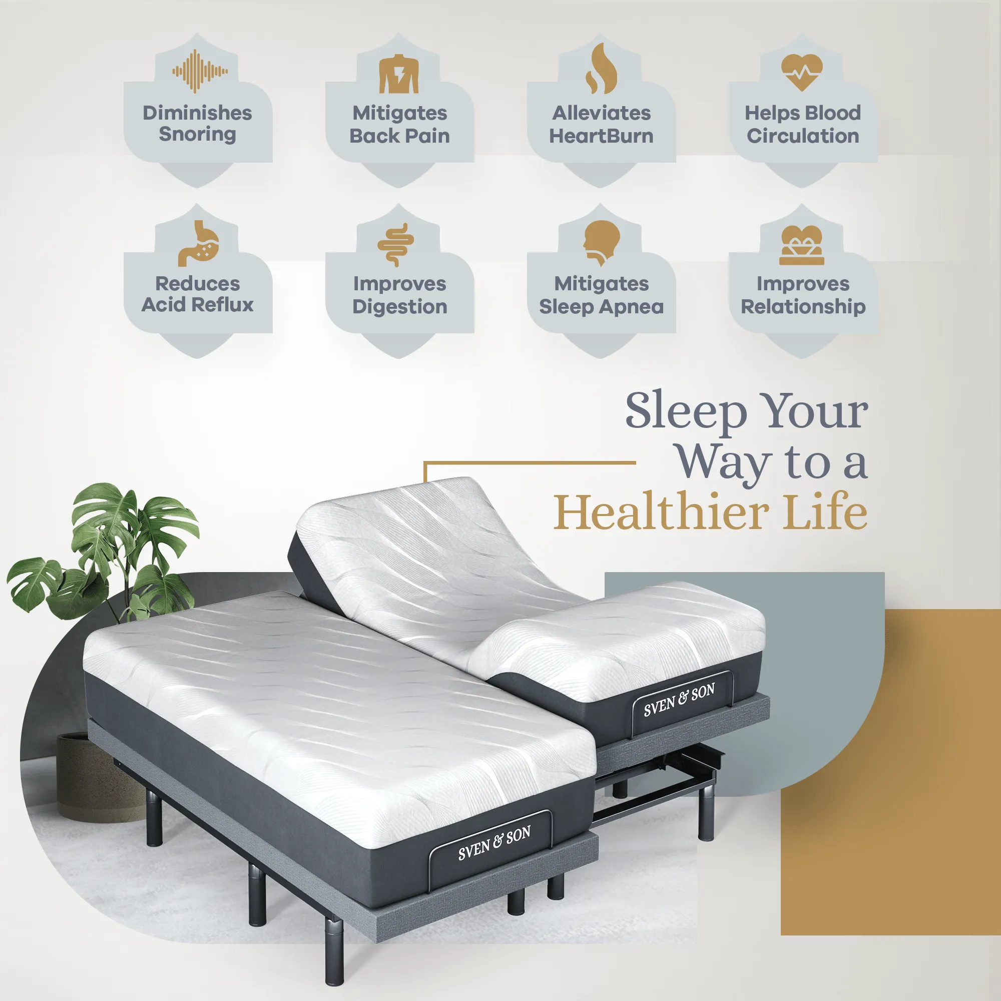 Bliss Series Adjustable Bed Base   Choice of Mattress Bundle