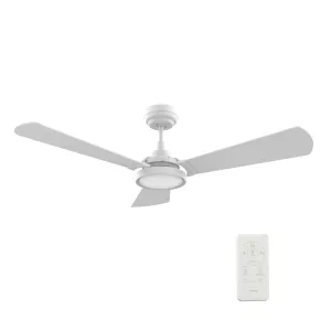 BRISA 52 inch 3-Blade Smart Ceiling Fan with LED Light & Remote Control - White/White