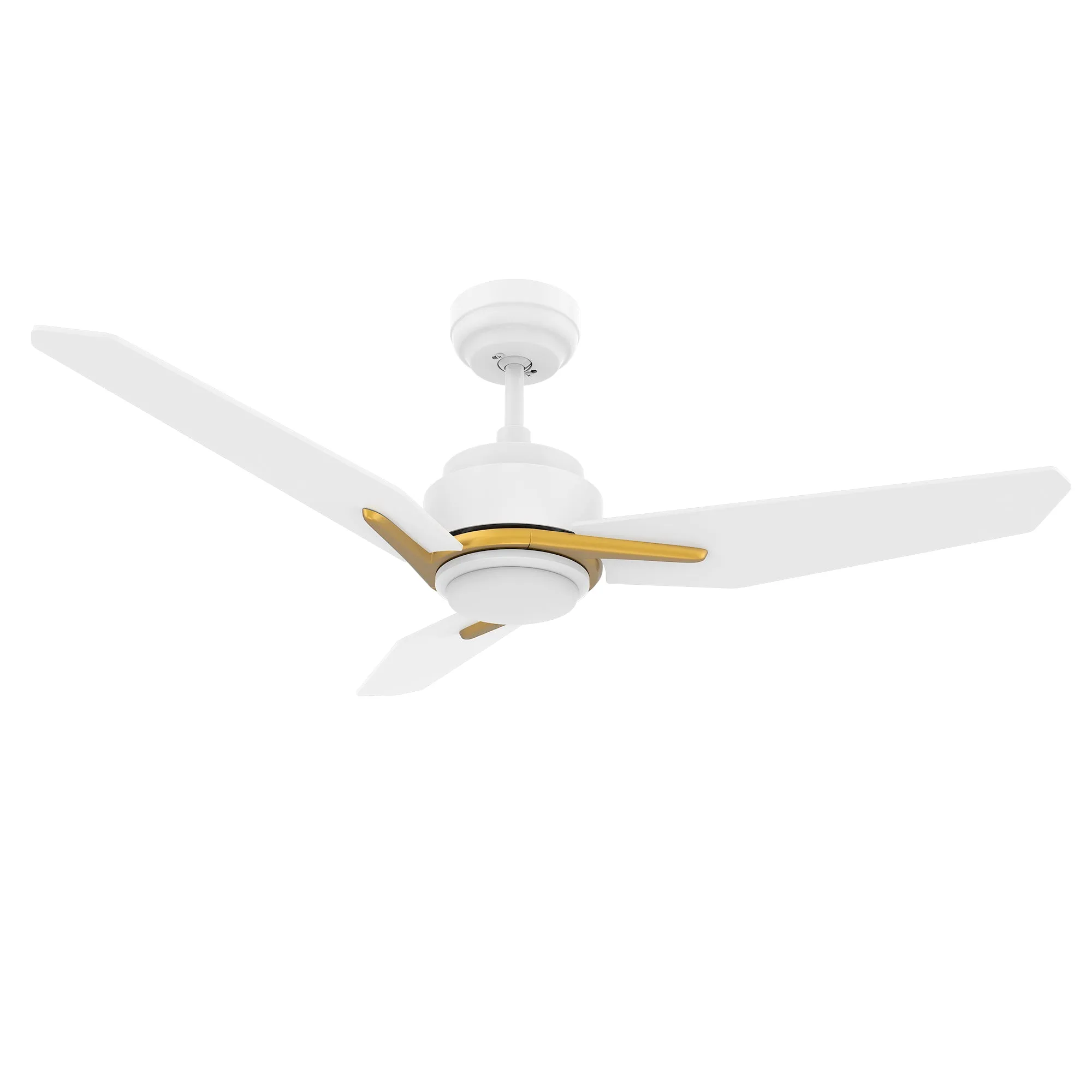 CALEN 48 inch 3-Blade Smart Ceiling Fan with LED Light Kit & Remote Control- White/White (Gold Detail)