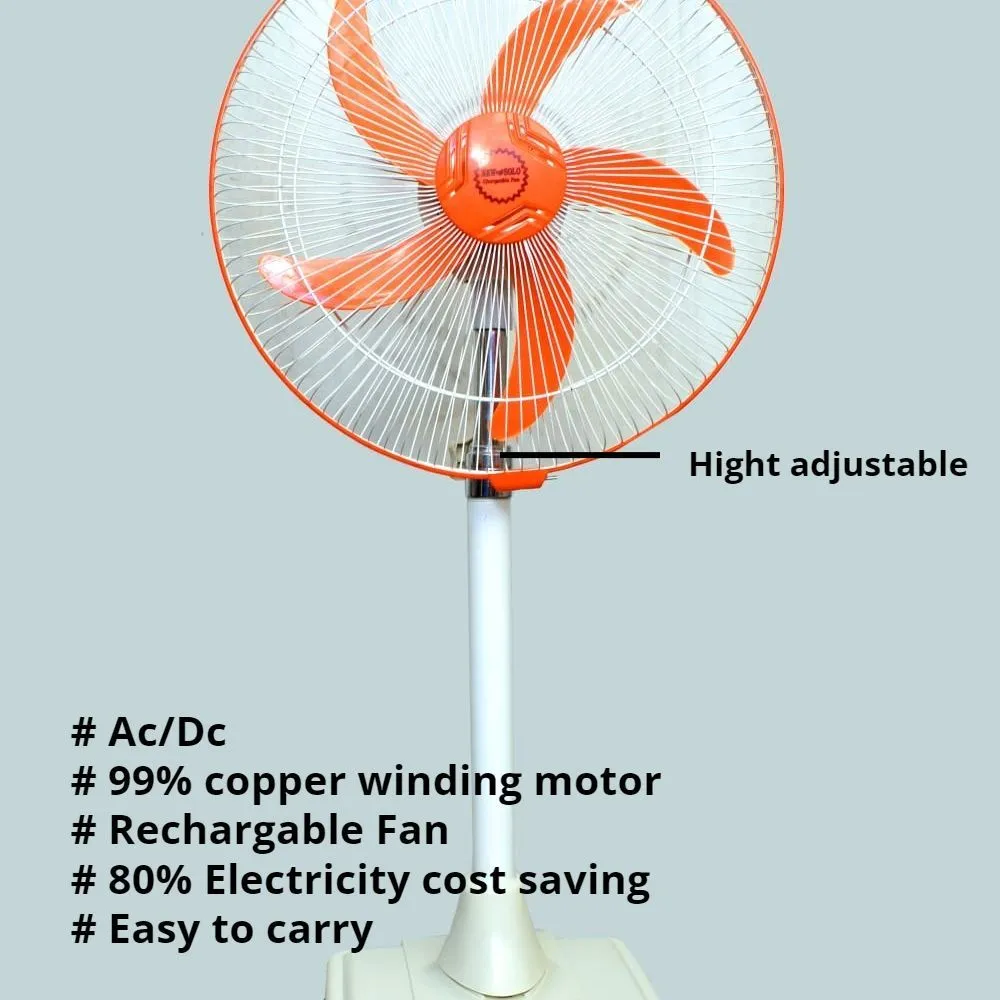 Chargeable Fan AC-DC Energy Saver Adjustable Stand without Electricity Operated 3 hrs on High Speed