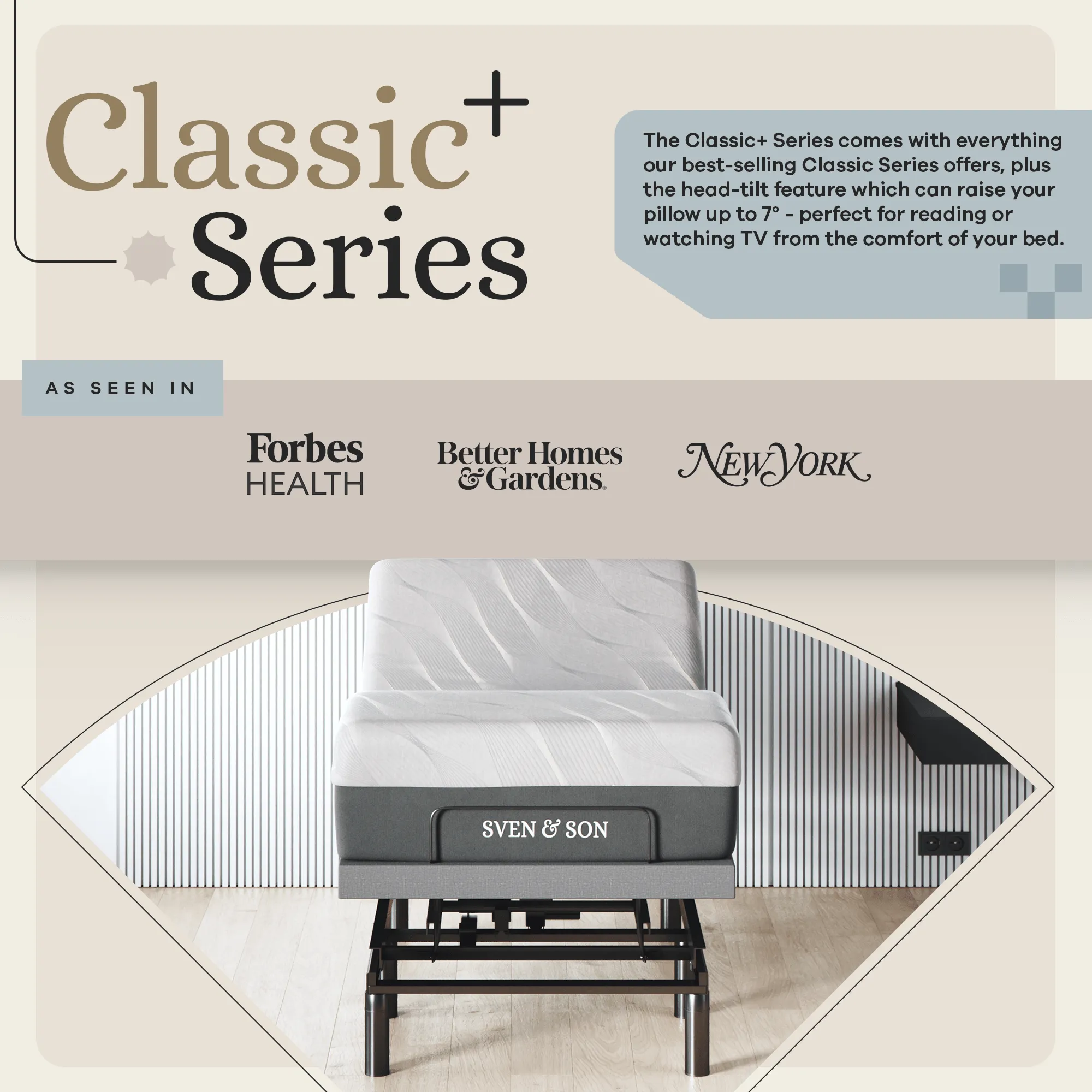 ClassicPlus  Series Adjustable Bed Base   Choice of Mattress Bundle