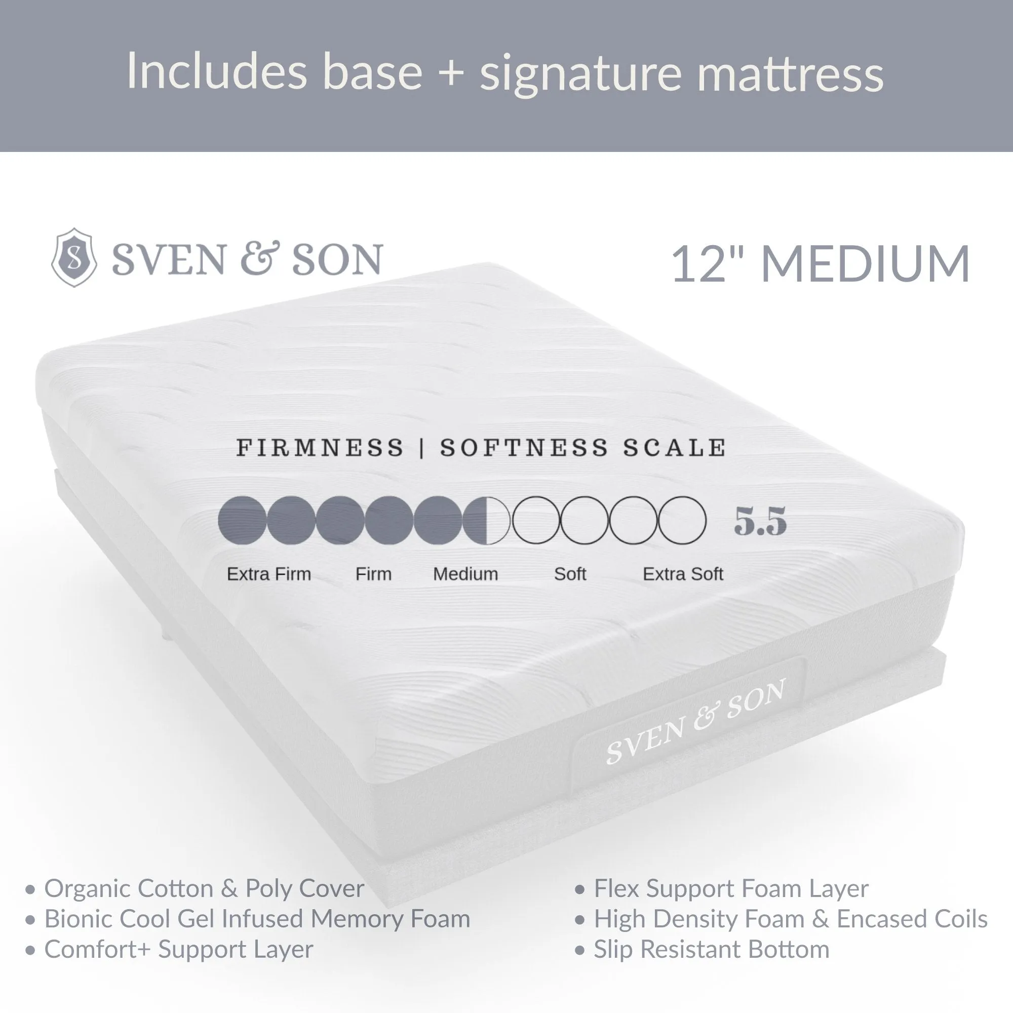 ClassicPlus  Series Adjustable Bed Base   Choice of Mattress Bundle