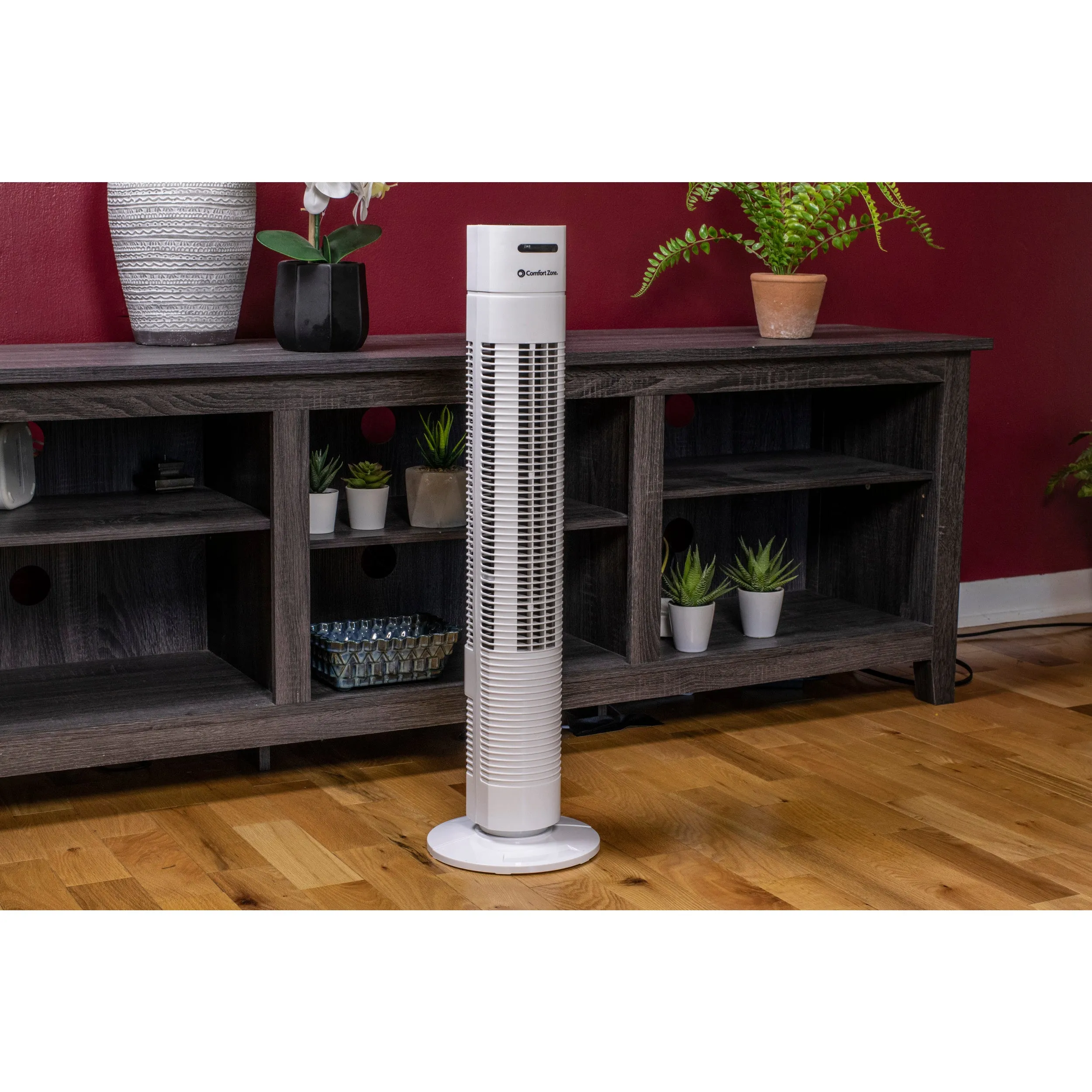 Comfort Zone 31" 3-Speed Oscillating Tower Fan in White