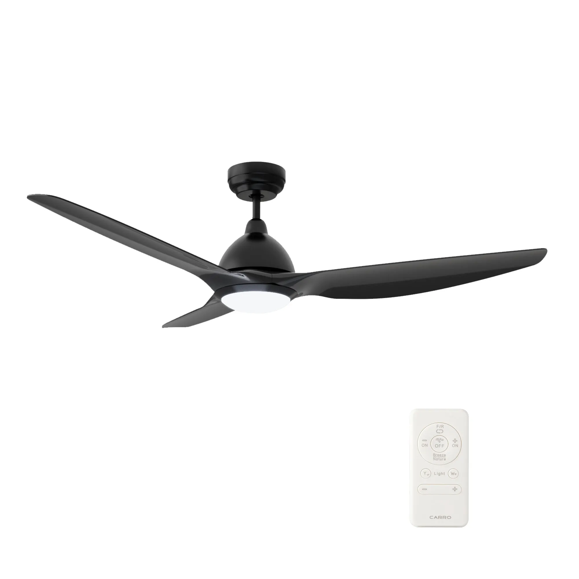 CRANSTON 52 inch 3-Blade Smart Ceiling Fan with LED Light Kit & Remote - Black/Black