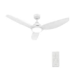 CRANSTON 52 inch 3-Blade Smart Ceiling Fan with LED Light Kit & Remote - White/White