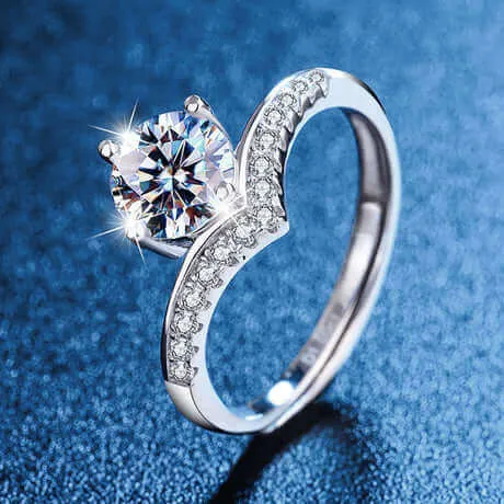 Crown Moissanite Adjustable Open-ended Ring