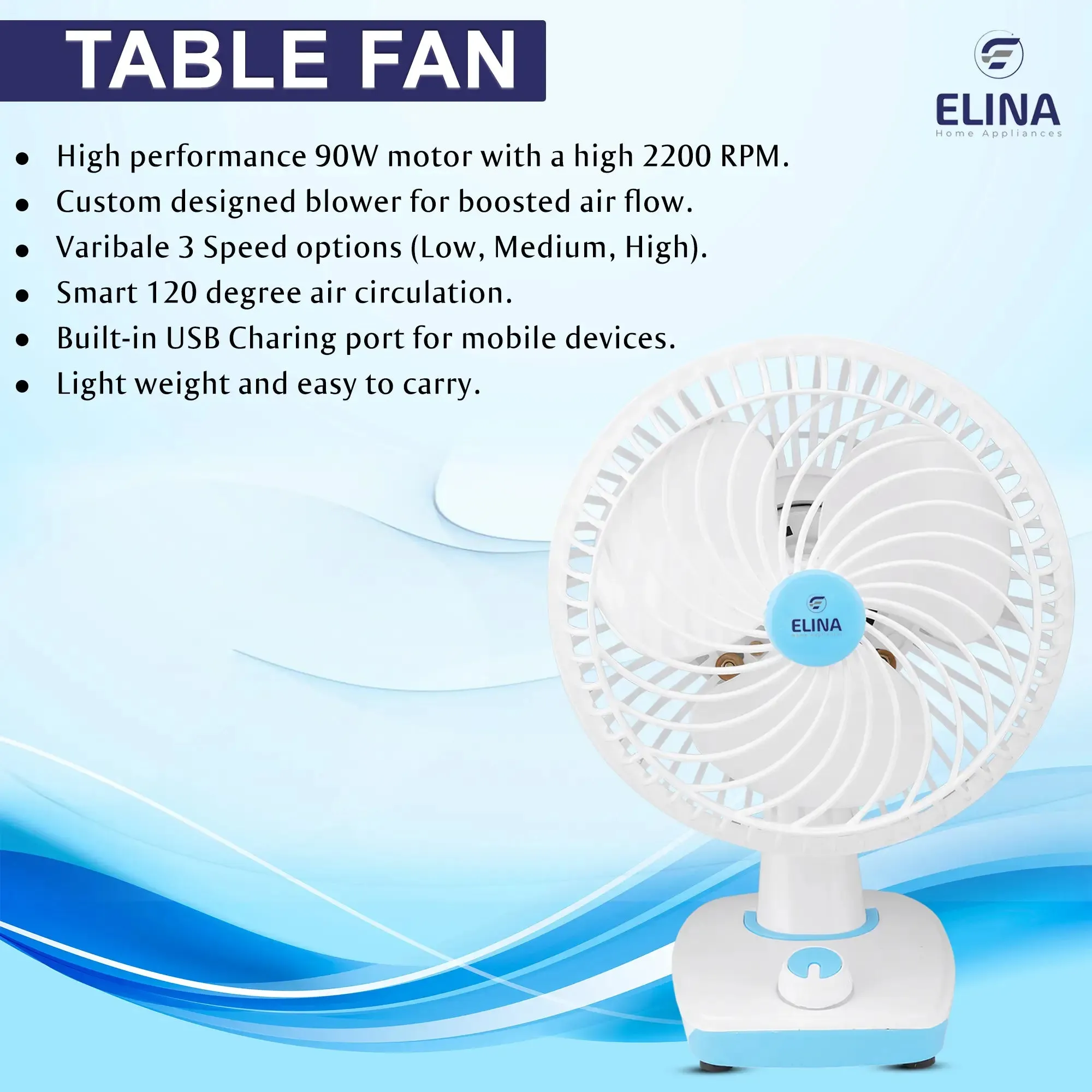 Elina All Purpose Fan 9" Sweep