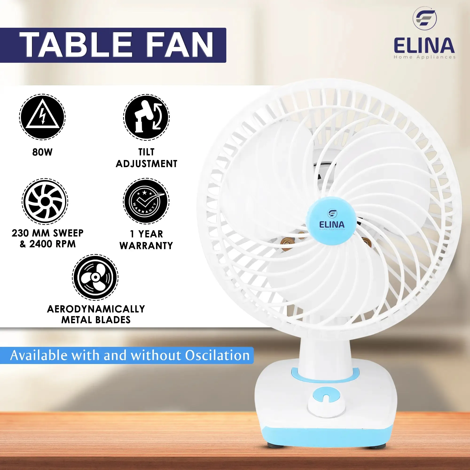 Elina All Purpose Fan 9" Sweep