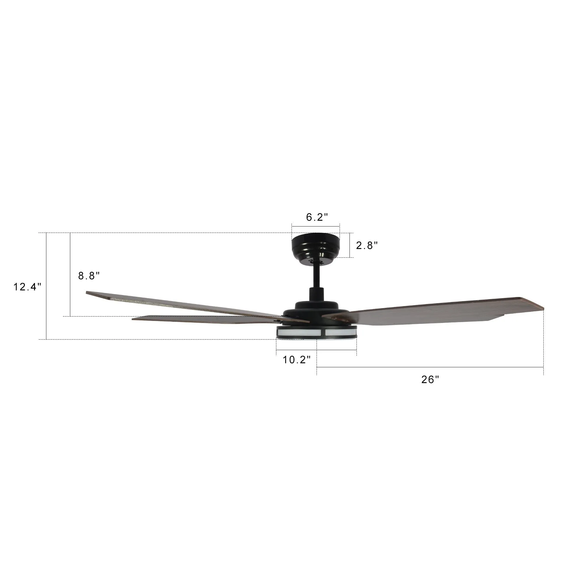 ELIRA 52 inch 5-Blade Smart Ceiling Fan with LED Light Kit & Remote - Black/Dark Wood