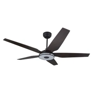 ELIRA 52 inch 5-Blade Smart Ceiling Fan with LED Light Kit & Remote - Black/Dark Wood