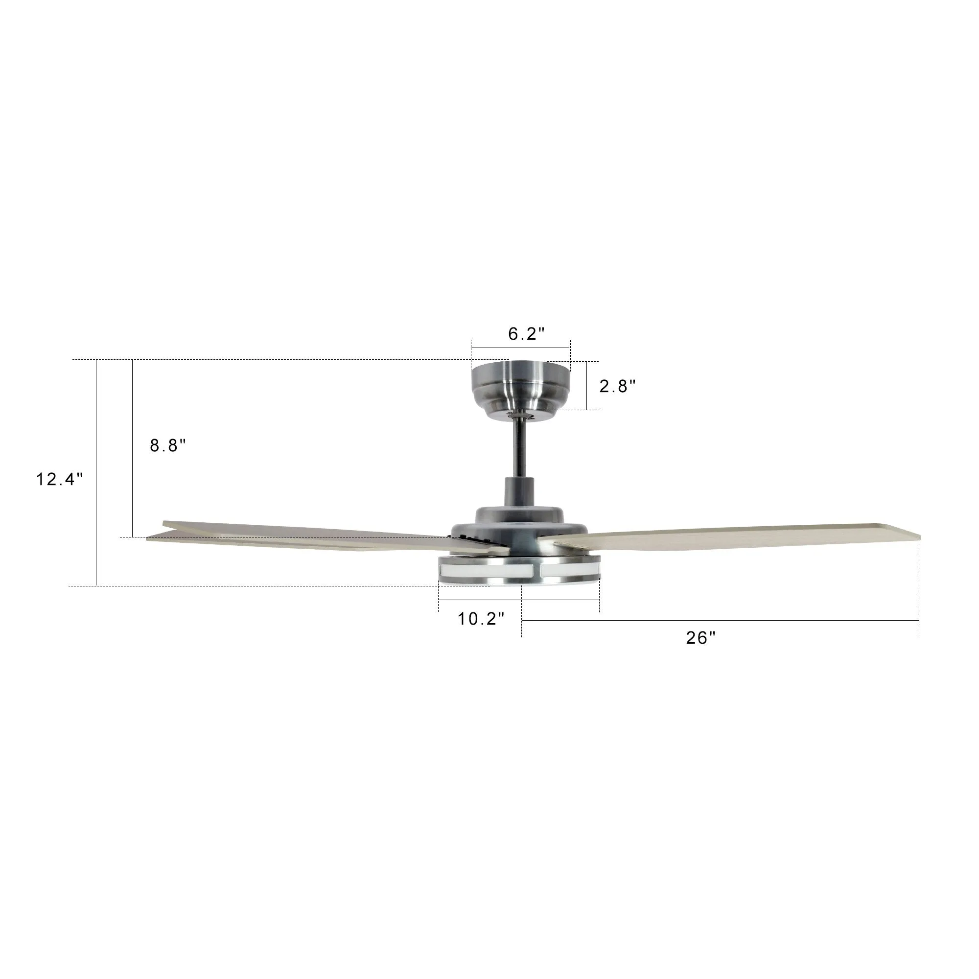 ELIRA 52 inch 5-Blade Smart Ceiling Fan with LED Light Kit & Remote - Silver/Gray Wood