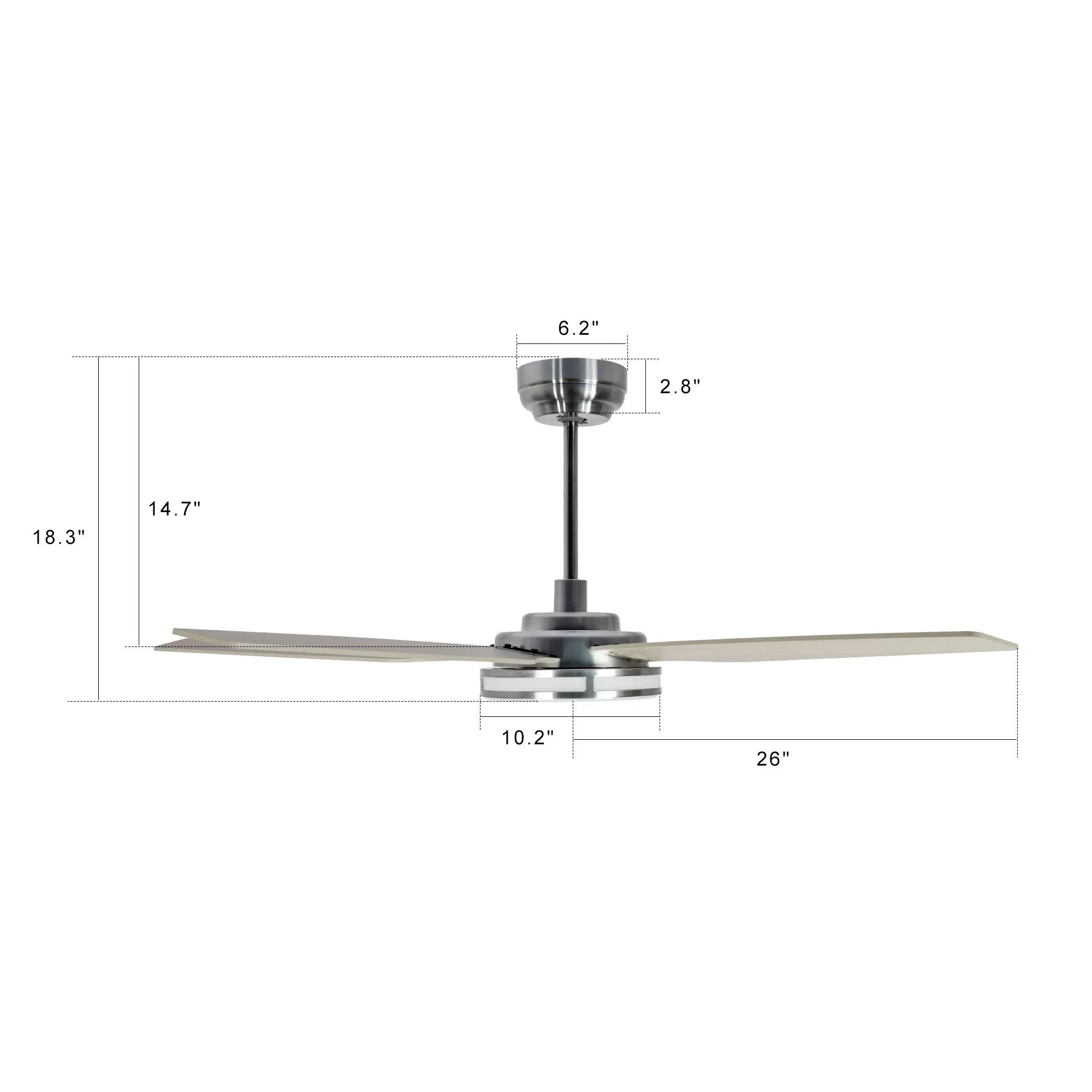 ELIRA 52 inch 5-Blade Smart Ceiling Fan with LED Light Kit & Remote - Silver/Gray Wood