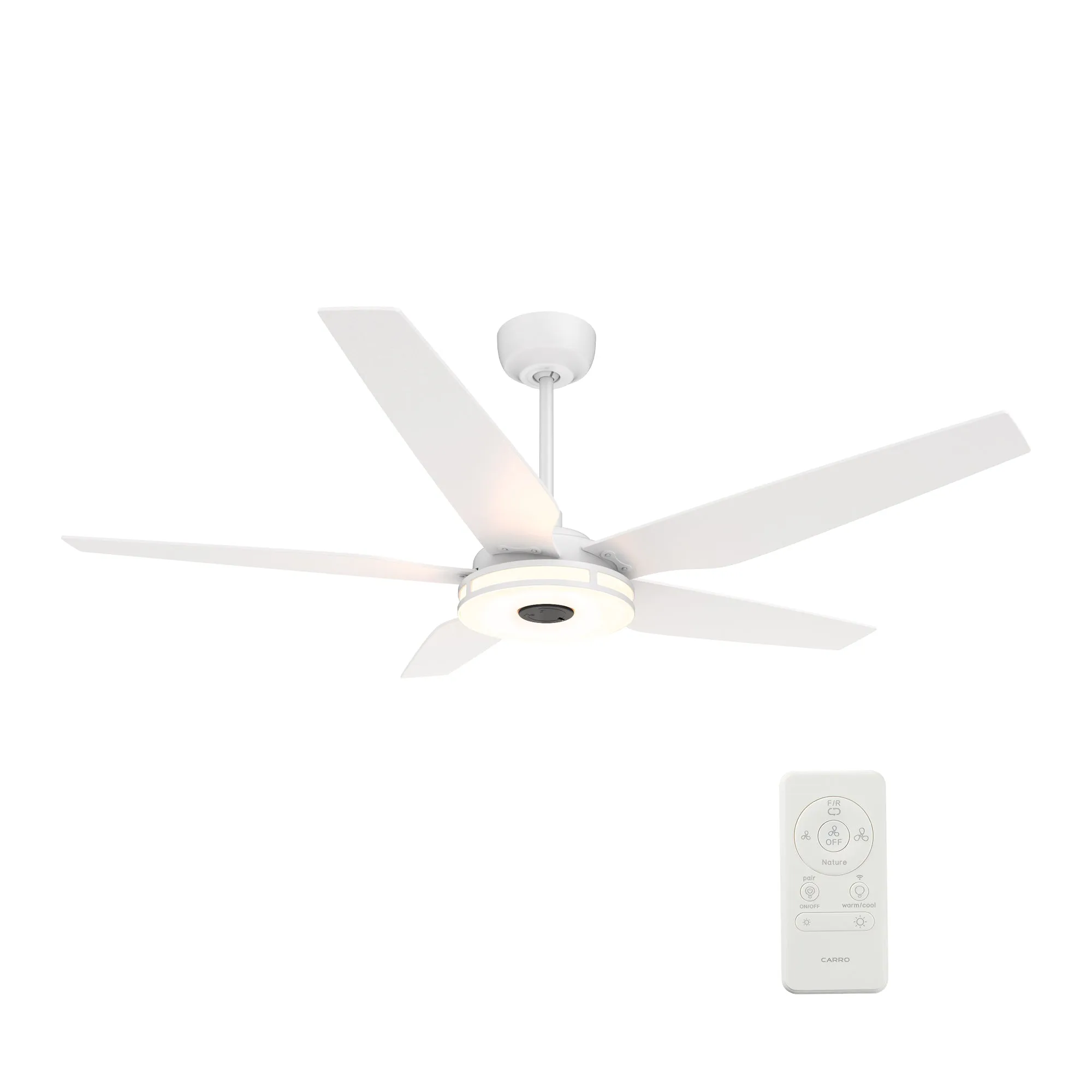 ELIRA 52 inch 5-Blade Smart Ceiling Fan with LED Light Kit & Remote - White/White