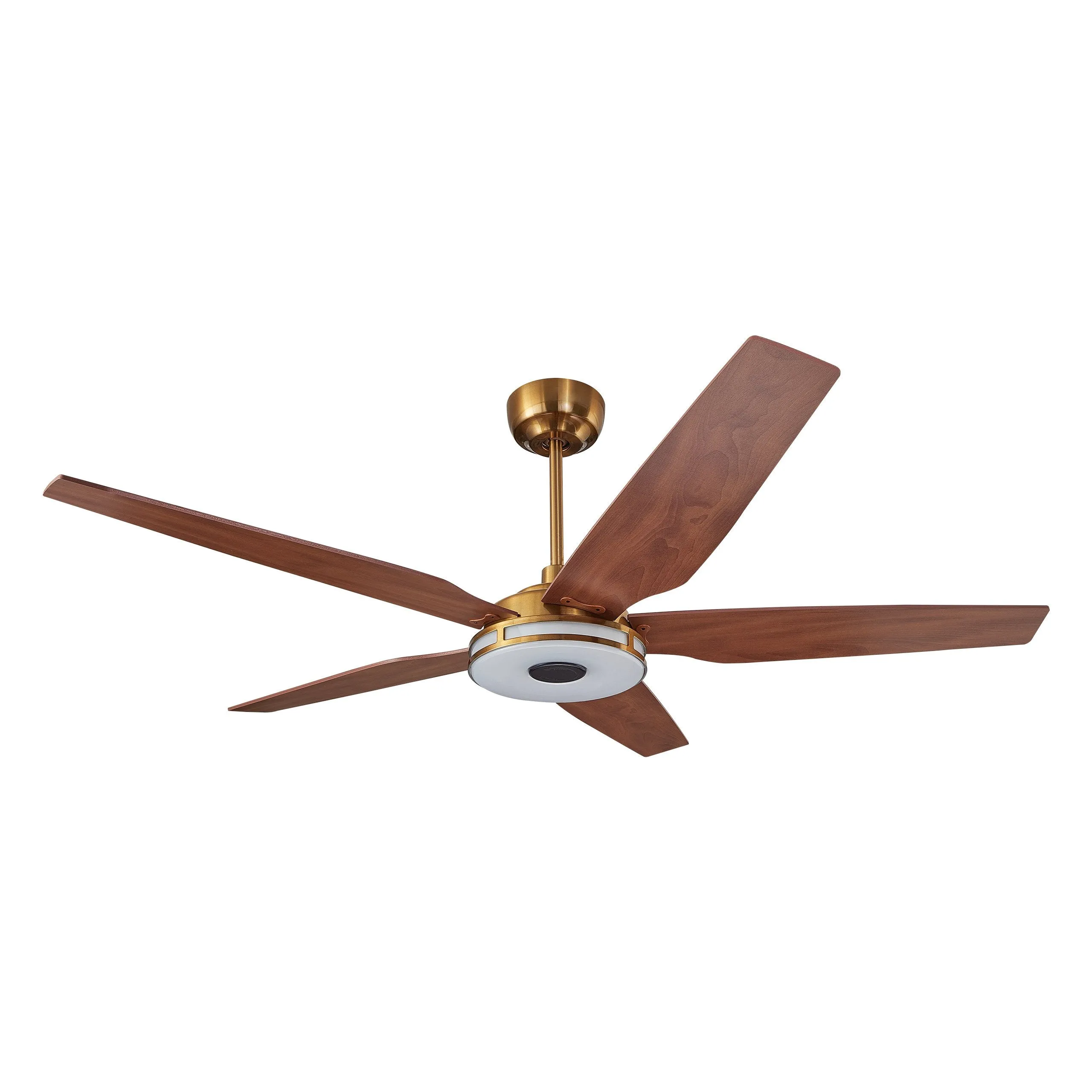 ELIRA 56 inch 5-Blade Smart Ceiling Fan with LED Light Kit & Remote - Gold/Wood Grain