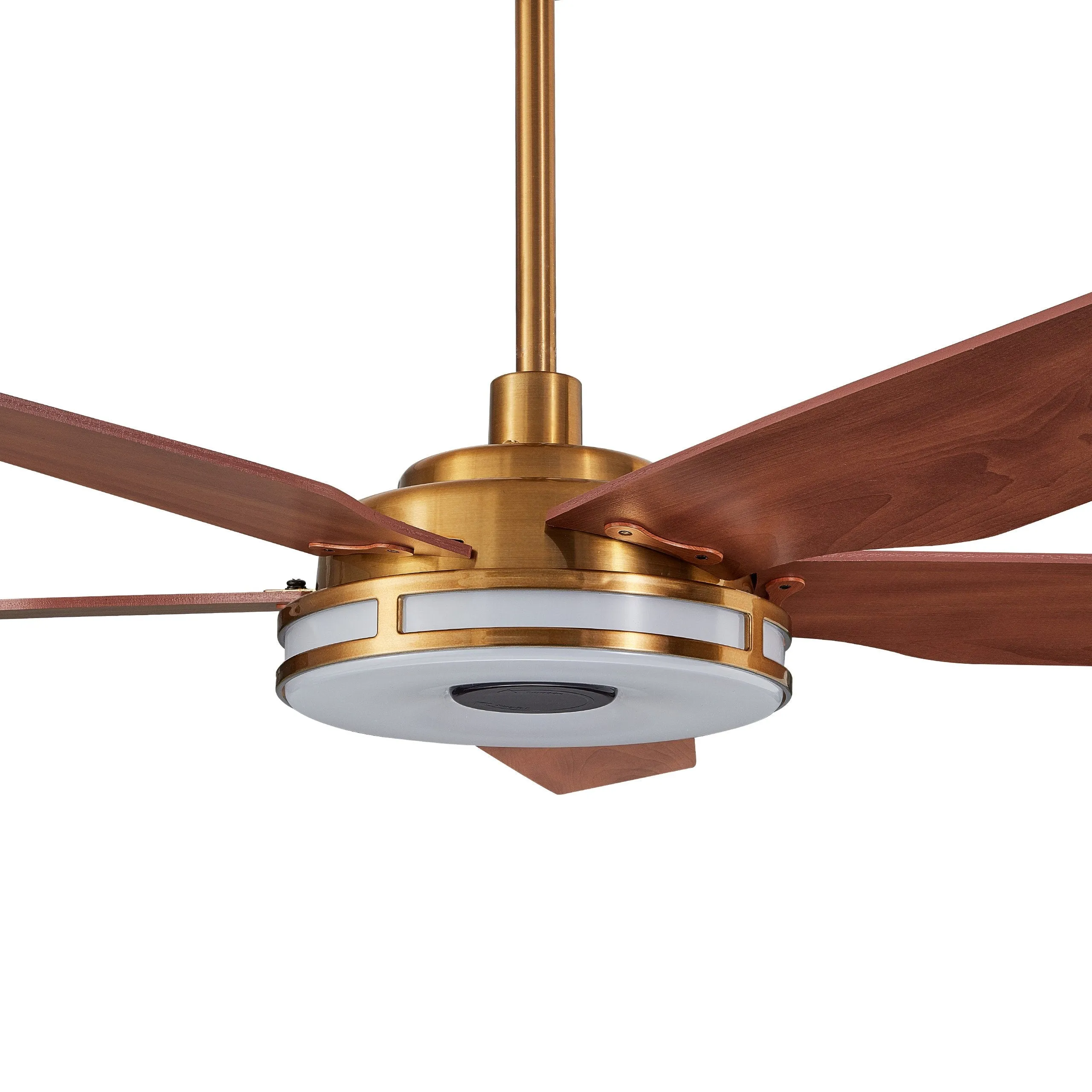 ELIRA 56 inch 5-Blade Smart Ceiling Fan with LED Light Kit & Remote - Gold/Wood Grain