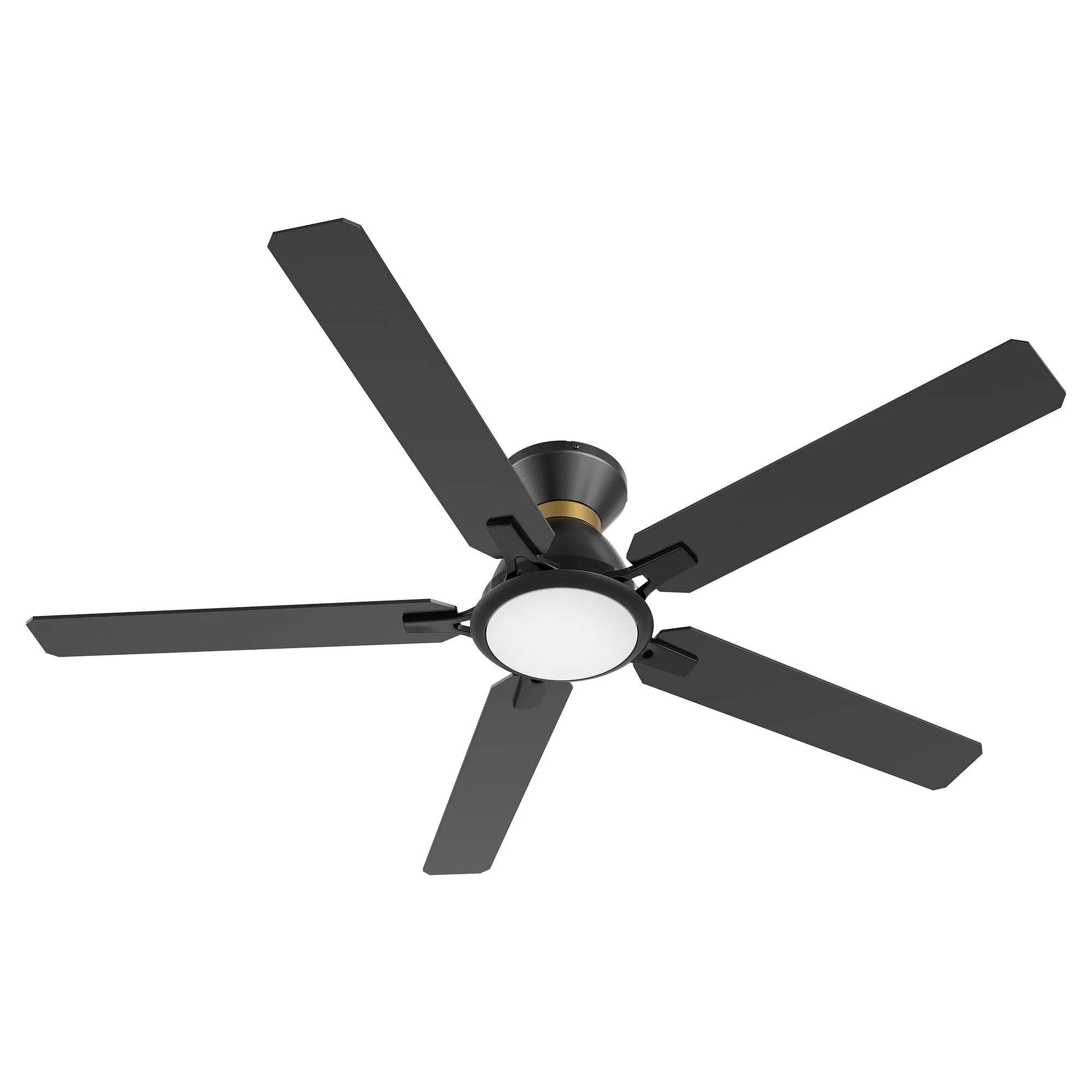 ESPEAR 52 inch Flush Mount 5-Blade Smart Ceiling Fan with LED Light Kit & Remote - Black/Black (Gold Detail)