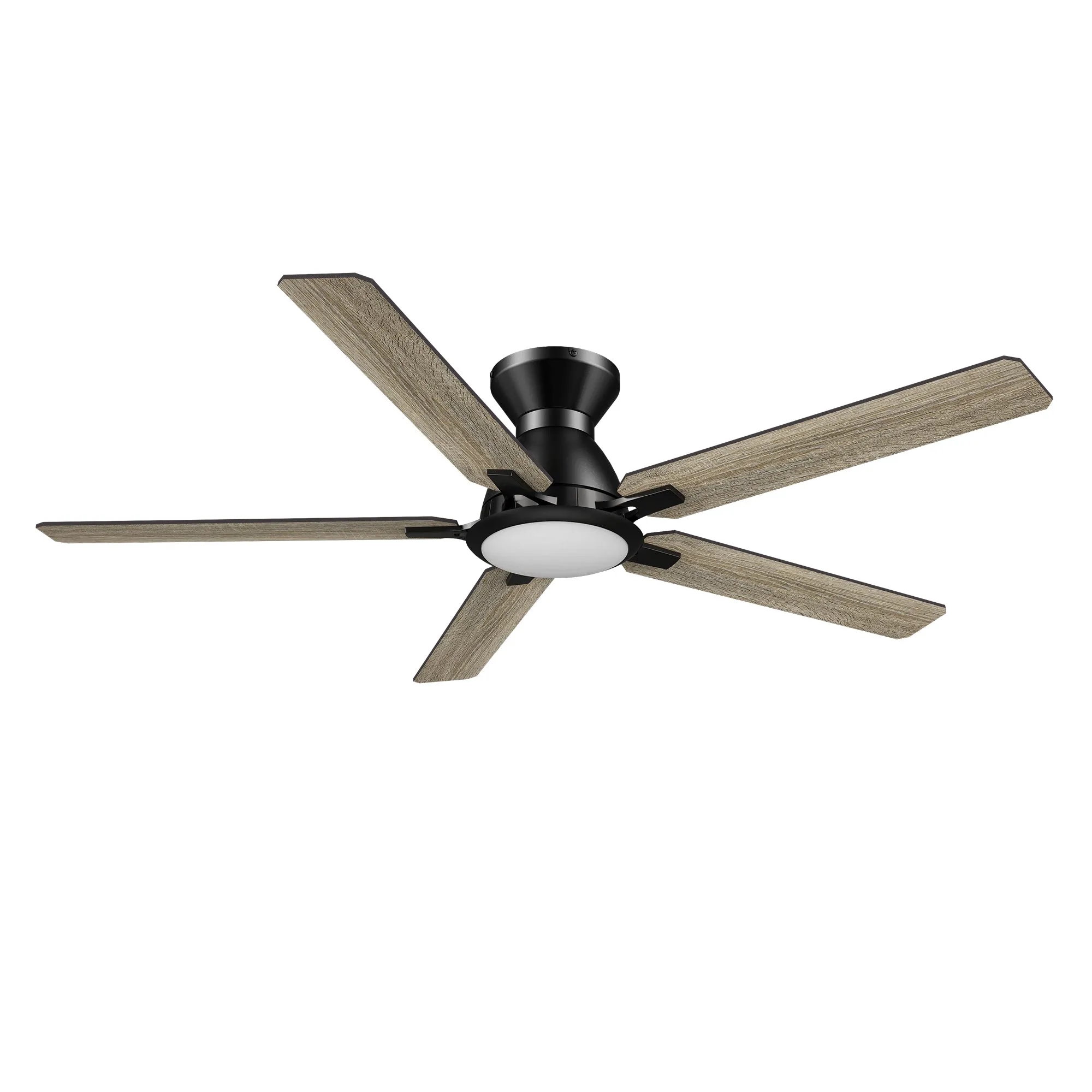 ESPEAR 52 inch Flush Mount 5-Blade Smart Ceiling Fan with LED Light Kit & Remote - Black/Walnut & Barnwood (Reversible Blades)