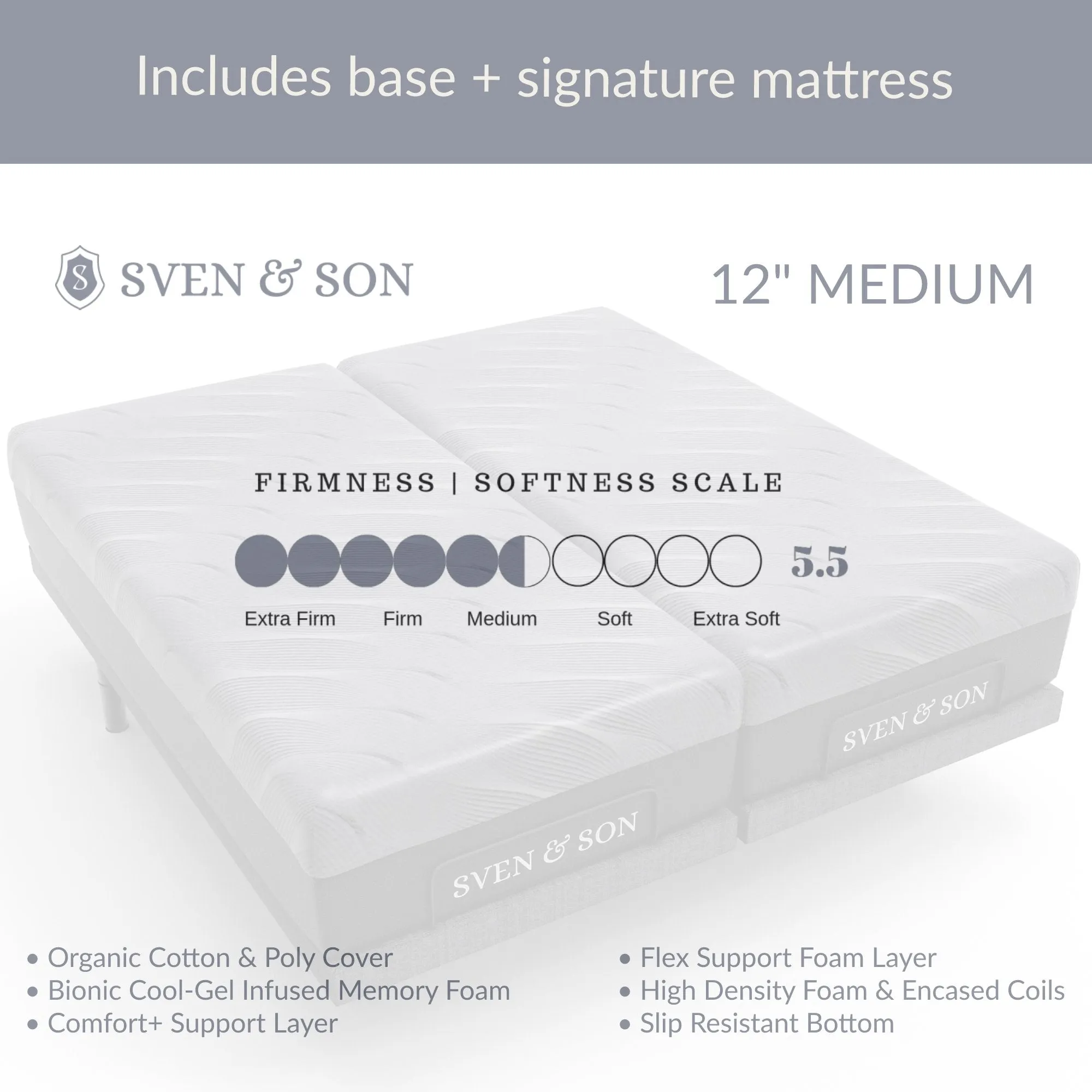 Essential Series Adjustable Bed Base   Choice of Mattress Bundle