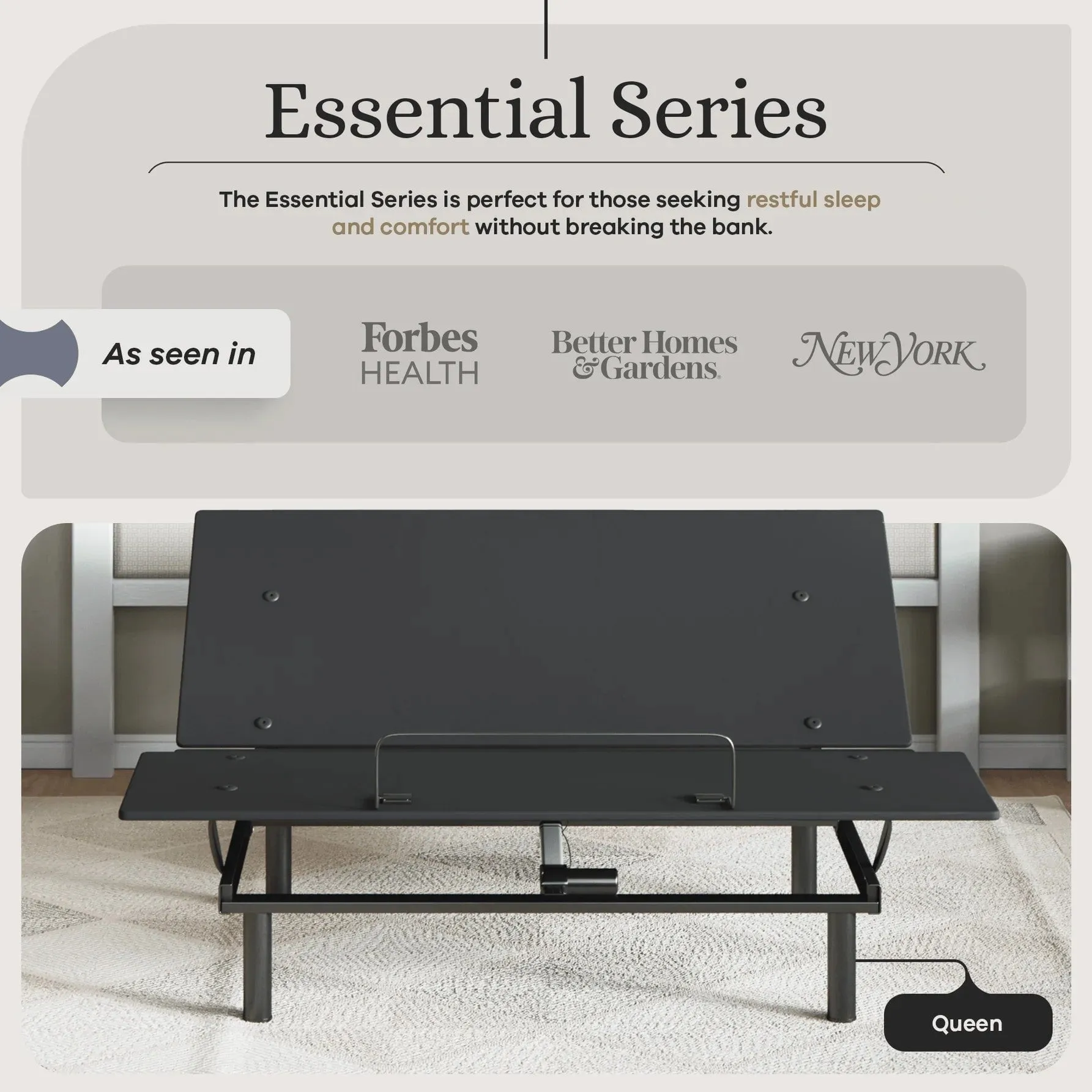 Essential Series Adjustable Bed Base   Choice of Mattress Bundle