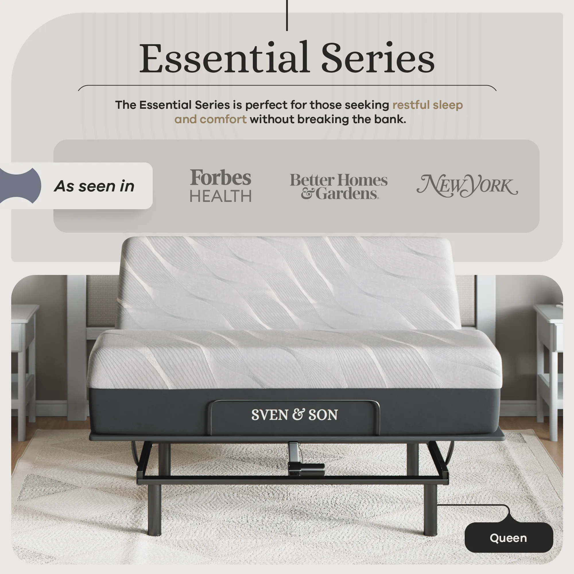 Essential Series Adjustable Bed Base   Choice of Mattress Bundle