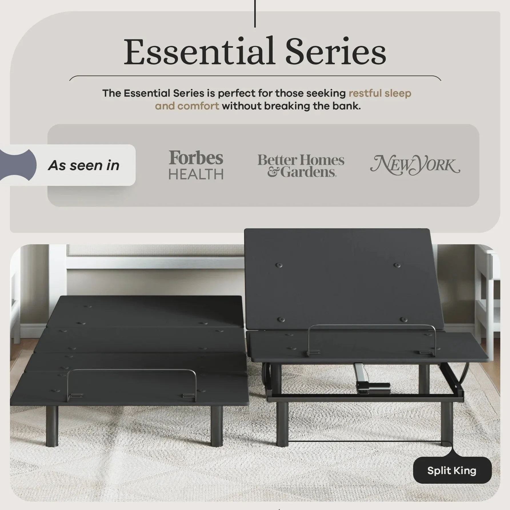 Essential Series Adjustable Bed Base   Choice of Mattress Bundle