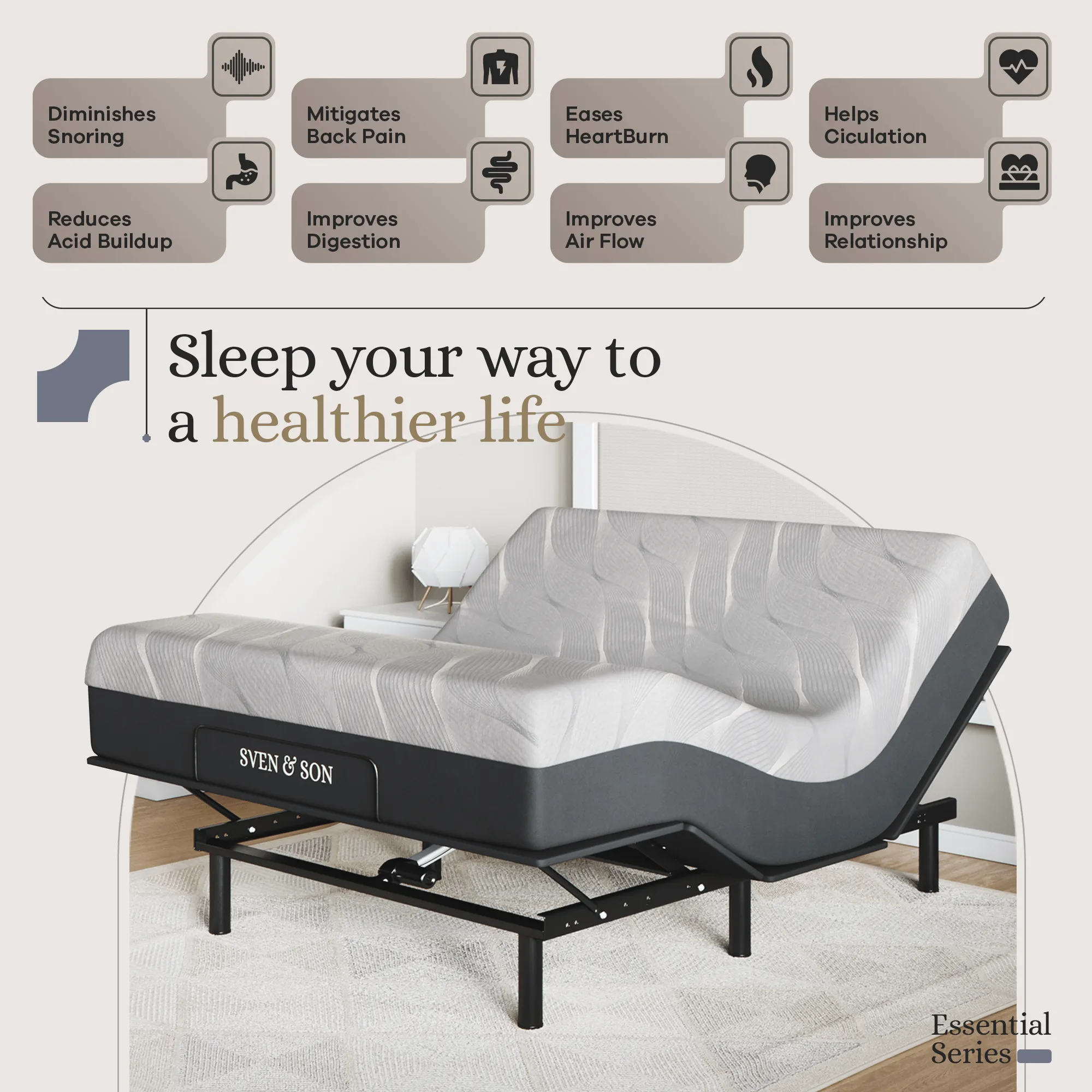 Essential Series Adjustable Bed Base   Choice of Mattress Bundle